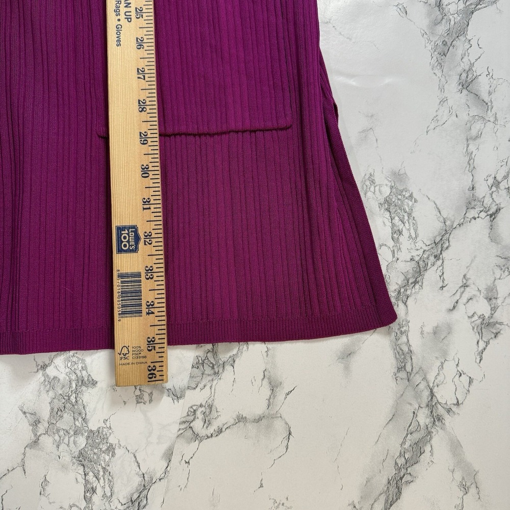 NEW‎ Chico's Ribbed Long Cardigan Sweater Blooming Dahlia Fuchsia Pockets 3 XL - Picture 5 of 13